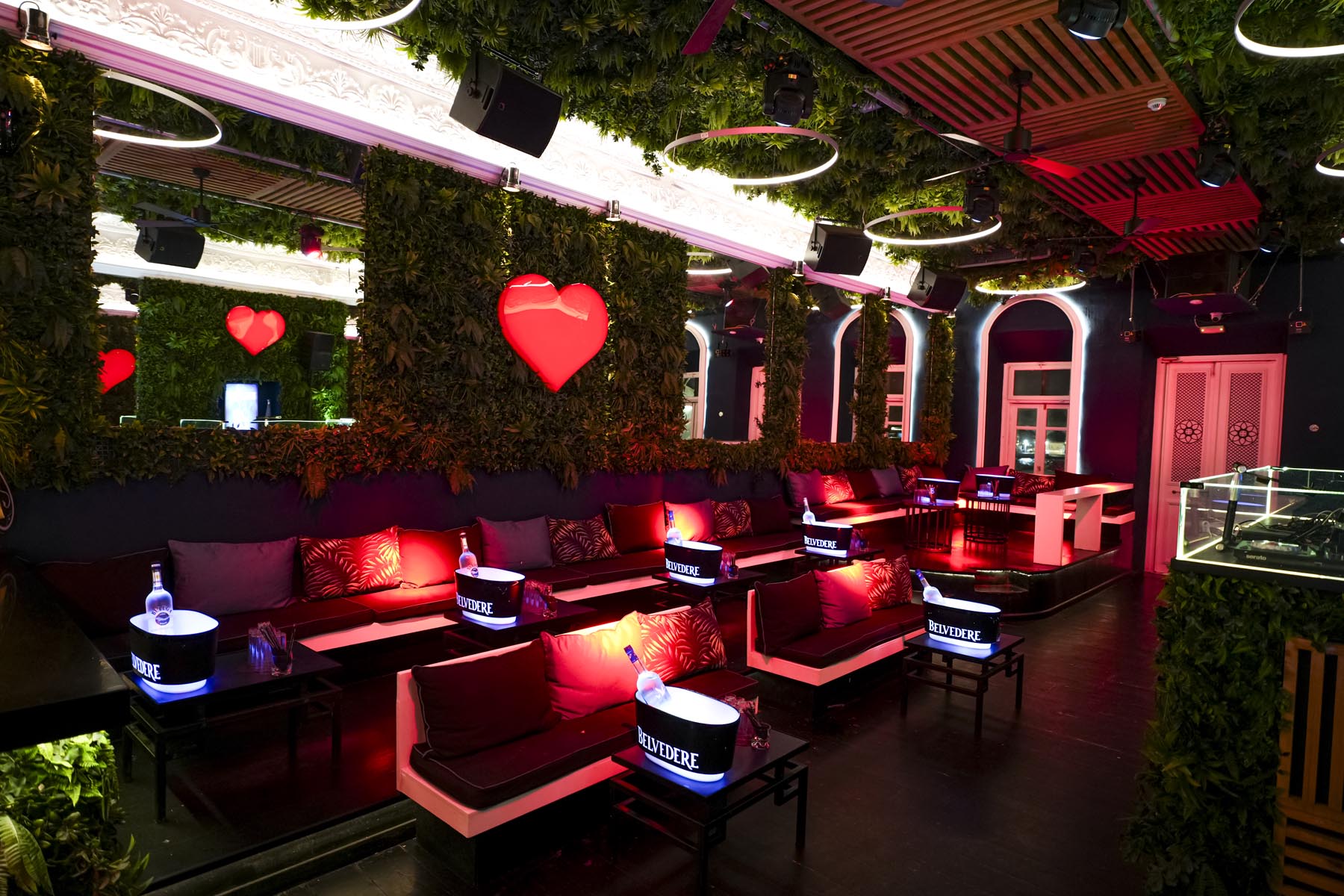 "Vibrant nightlife crowd at We Love Mykonos open-air club, Mykonos Town"